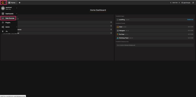 Grafana Initial Screen